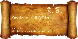 Kovárik Béla névjegykártya