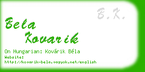 bela kovarik business card